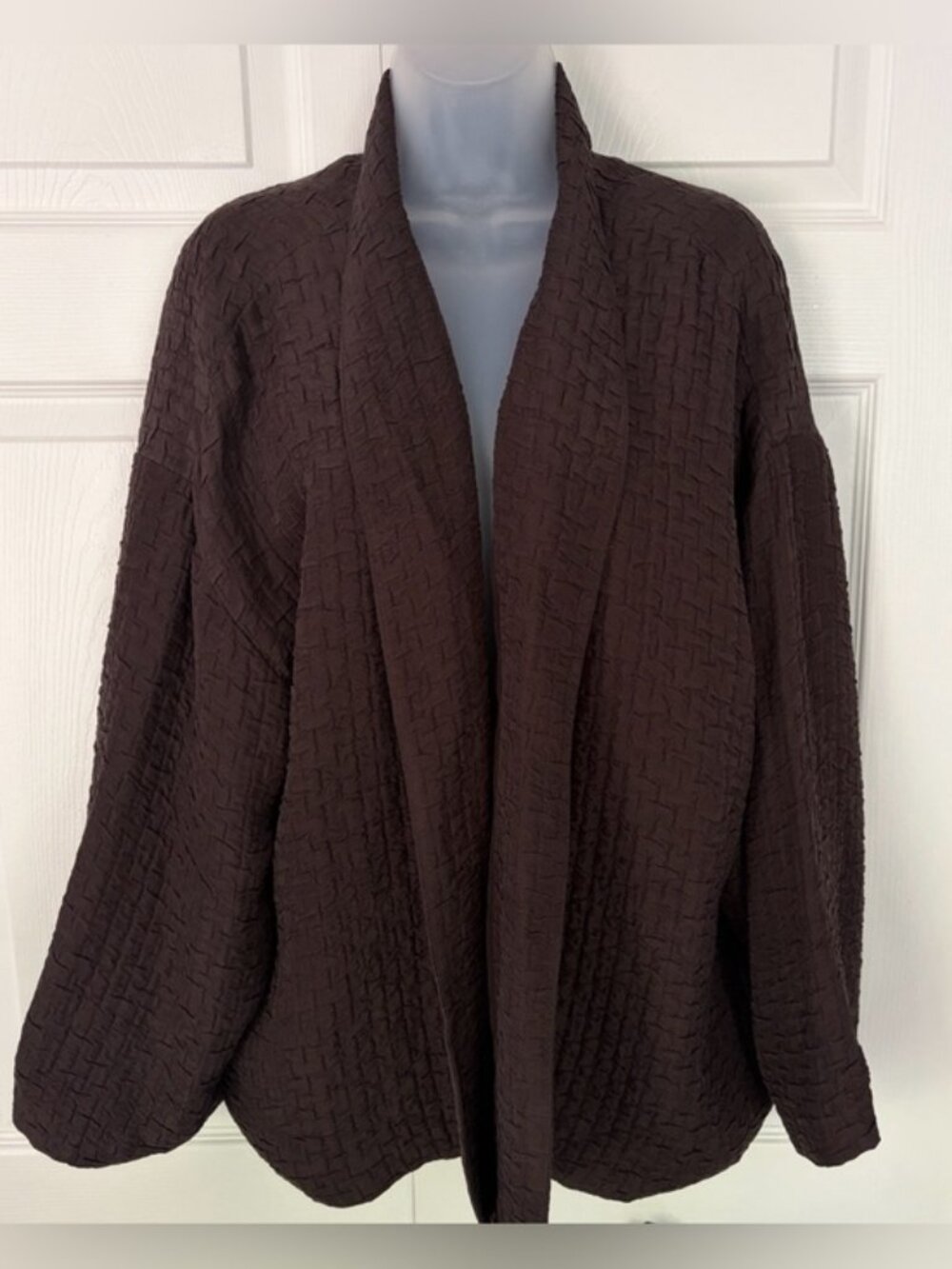 Eileen Fisher Jacket Silk Linen Oversized Textured Boxy Arch Kimono Jacket 3X